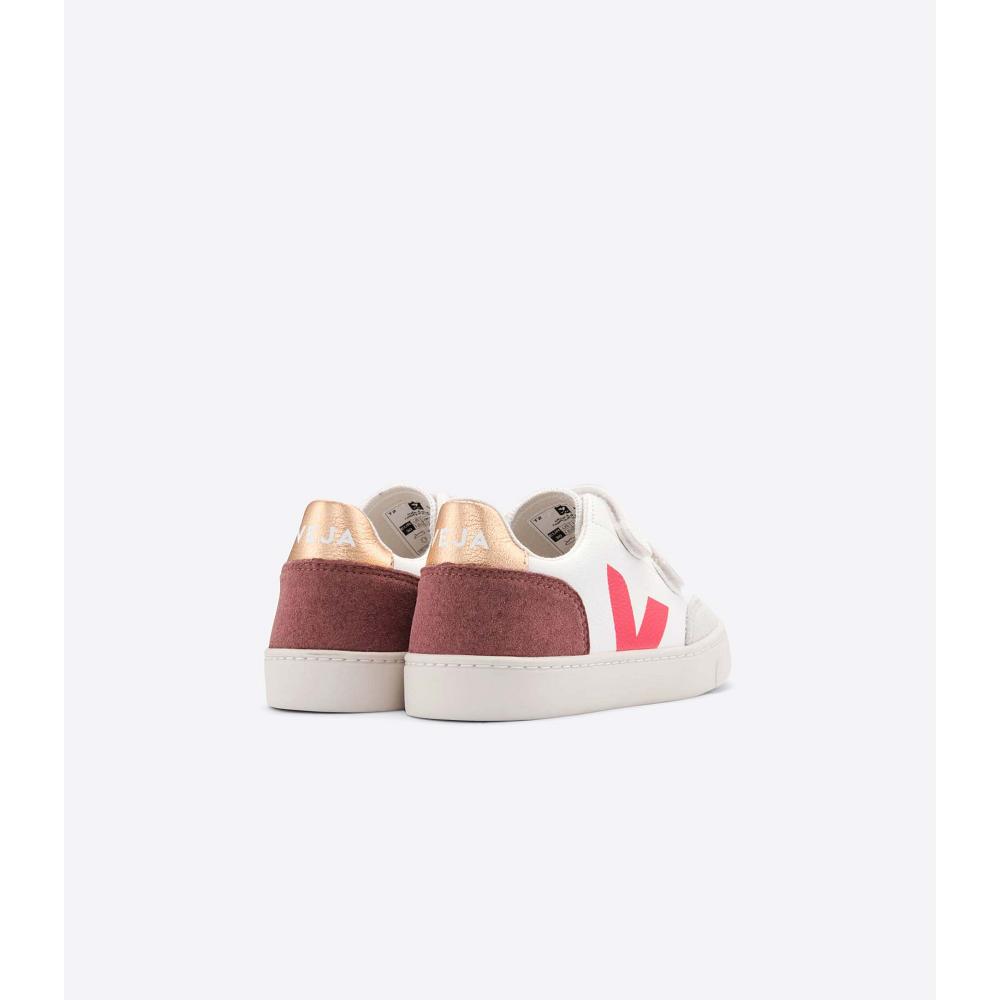 White/Red Kids' Veja V-12 CHROMEFREE Sneakers | AU 885SGL